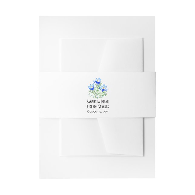 Cintas Para Invitaciones Boda Crocus Azul (Anverso Ejemplo)