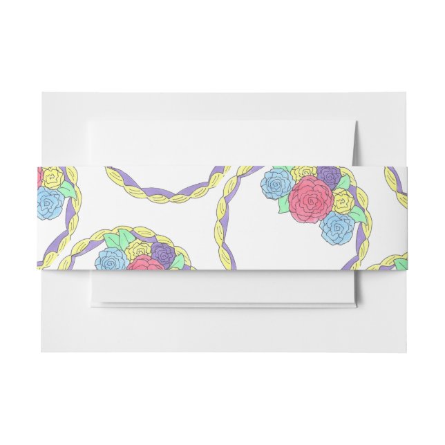 Cintas Para Invitaciones Boda Cumpleaños Bridal Shower Floral Torta redonda (Anverso Ejemplo)