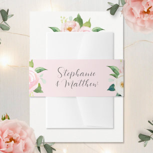 Cintas Para Invitaciones Boda de acuarela botánica de Rubor Roses rosados