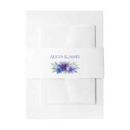Cintas Para Invitaciones Boda de acuarela botánica púrpura romántico azul