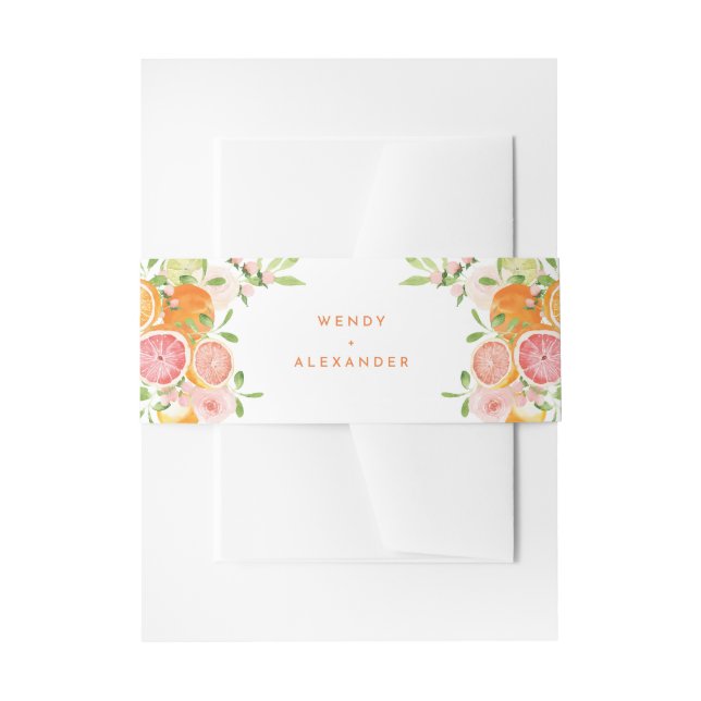 Cintas Para Invitaciones Boda de acuarela de Citrus (Anverso Ejemplo)