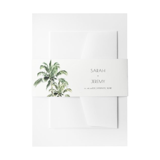 Cintas Para Invitaciones Boda de acuarela de las palmeras tropicales (Anverso Ejemplo)