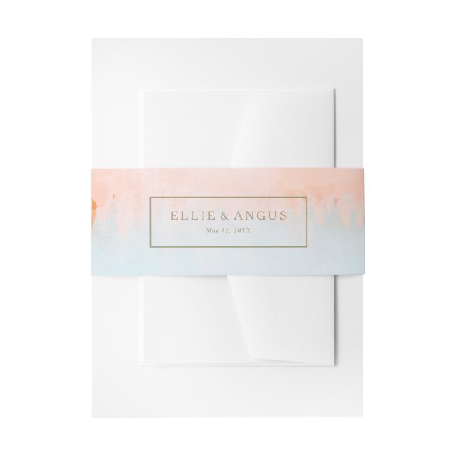 Cintas Para Invitaciones Boda de acuarela de verano de atardecer (Anverso Ejemplo)