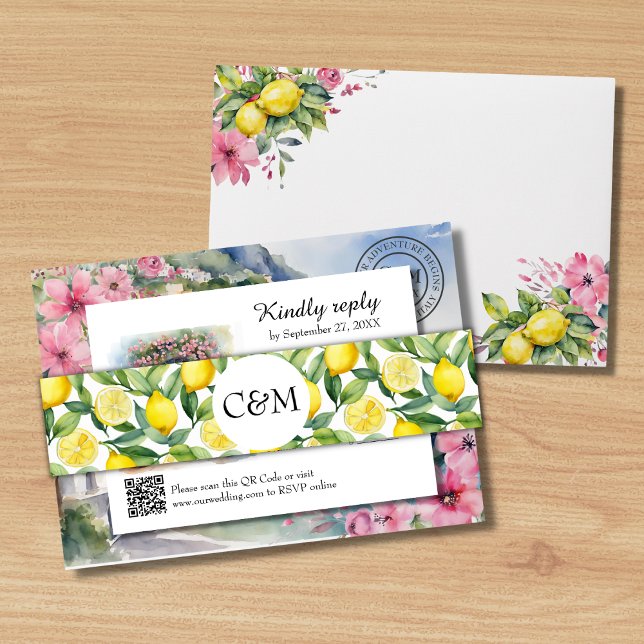 Cintas Para Invitaciones Boda de acuarela del patrón italiano de cítricos d (Subido por el creador)