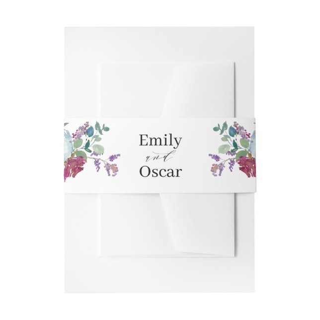 Cintas Para Invitaciones Boda de acuarela floral Mint & Mauve (Anverso Ejemplo)