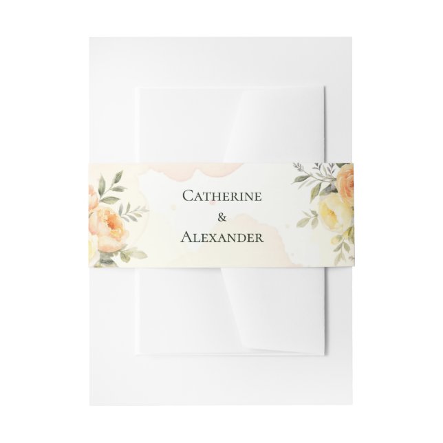 Cintas Para Invitaciones Boda de acuarela floral rústica (Anverso Ejemplo)
