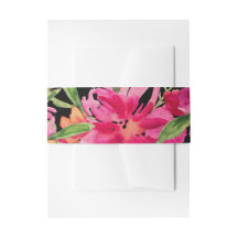 Boda de acuarela floral verde de Fuchsia negra