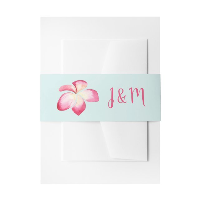 Cintas Para Invitaciones Boda de acuarela plumeria tropical (Anverso Ejemplo)