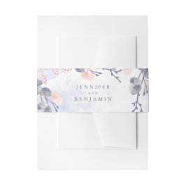 Cintas Para Invitaciones Boda de acuarelas florales Dusty Blue y Rubor