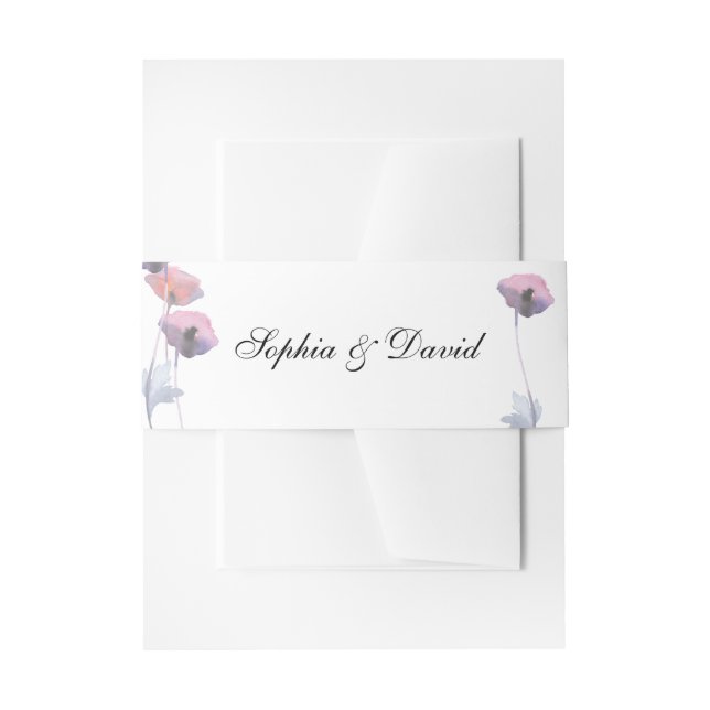Cintas Para Invitaciones Boda de amapola morado (Anverso Ejemplo)