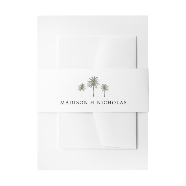 Cintas Para Invitaciones Boda de árbol de palmas mínimo (Anverso Ejemplo)