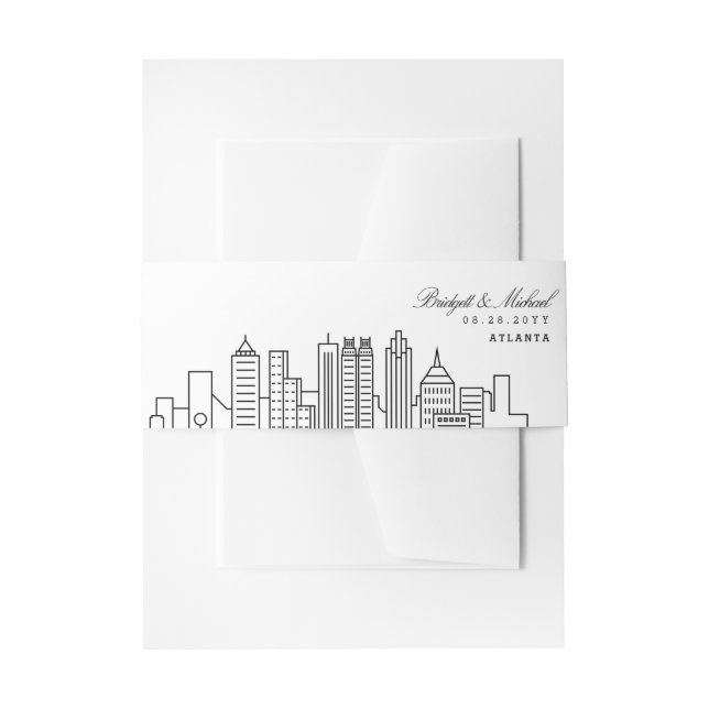 Cintas Para Invitaciones Boda de Atlanta Skyline | (Anverso Ejemplo)