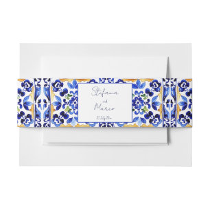 Cintas Para Invitaciones Boda de azulejos azules de Amalfi
