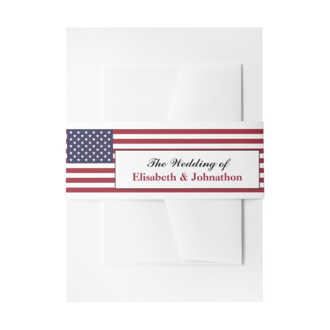 Cintas Para Invitaciones Boda de Bandera de Estados Unidos (Anverso Ejemplo)