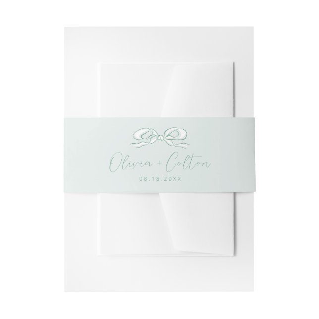 Cintas Para Invitaciones Boda de barniz verde elegante (Anverso Ejemplo)
