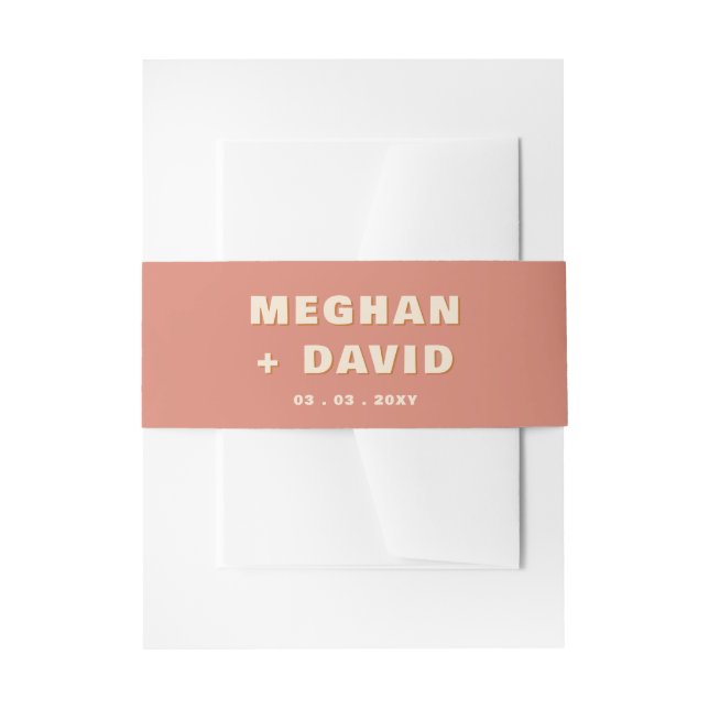 Cintas Para Invitaciones Boda de Boho Terracotta de los años 70 de Retro Gr (Anverso Ejemplo)