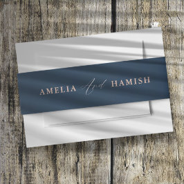 Cintas Para Invitaciones Boda de caligrafía azul y Rubor moderno