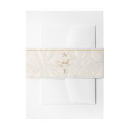 Cintas Para Invitaciones Boda de Caligrafía Beige y Dorado