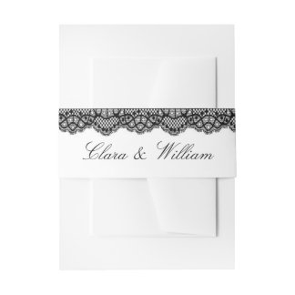 Cintas Para Invitaciones Boda de caligrafía con borde de encaje negro vinta