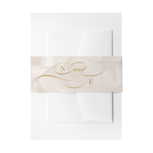 Cintas Para Invitaciones Boda de caligrafía de Beige y Terracotta (Anverso Ejemplo)