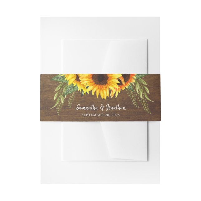 Cintas Para Invitaciones Boda de caligrafía de escritura a mano de girasole (Anverso Ejemplo)