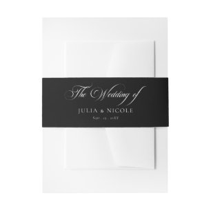Cintas Para Invitaciones Boda de caligrafía de marfil negro clásico