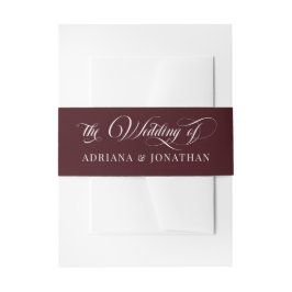 Cintas Para Invitaciones Boda de caligrafía elegante rojo vino