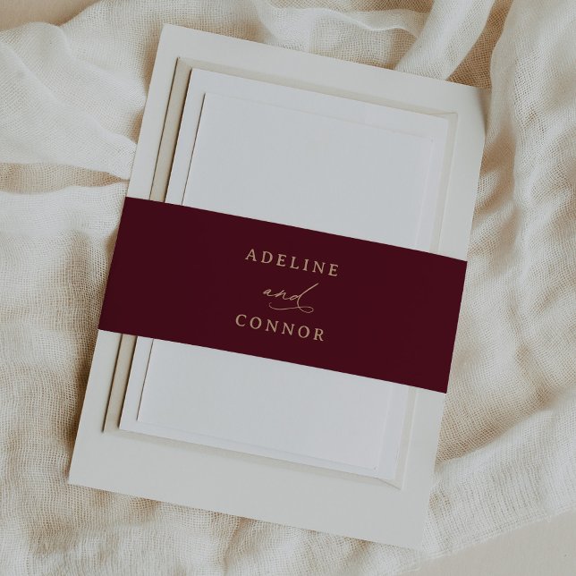 Cintas Para Invitaciones Boda de caligrafía moderna de Borgoña y Oro (Subido por el creador)