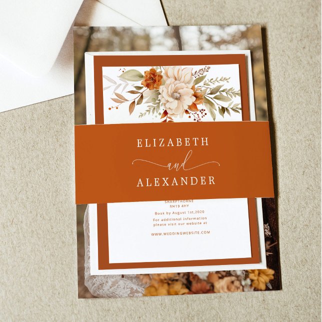 Cintas Para Invitaciones Boda de caligrafía moderna de Terracota otoño (Subido por el creador)