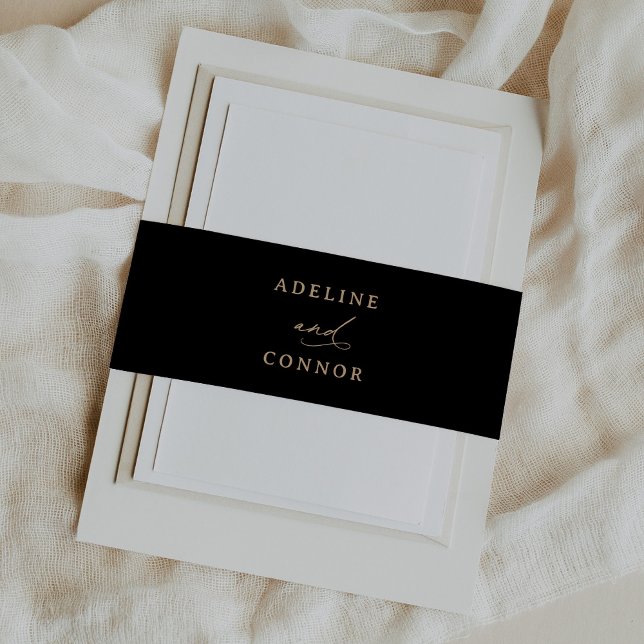 Cintas Para Invitaciones Boda de caligrafía moderna en negro y oro (Subido por el creador)