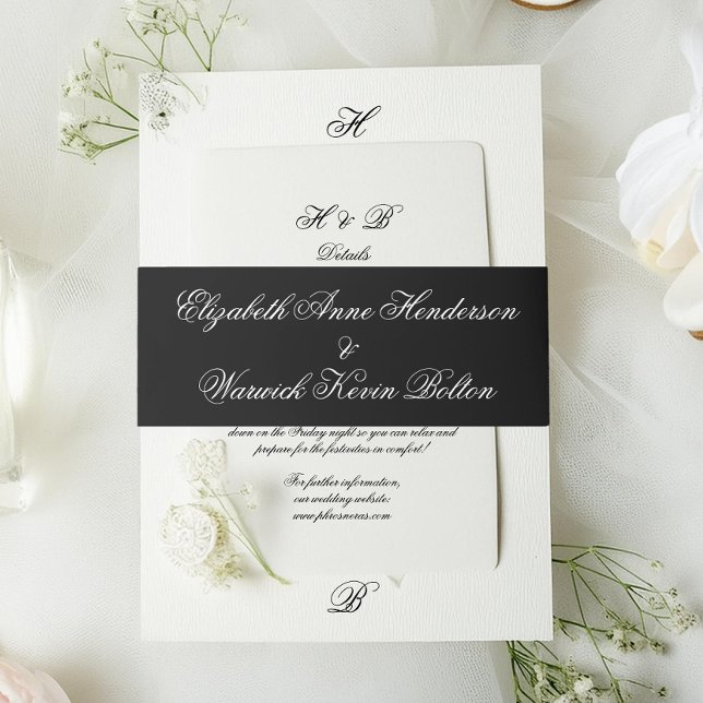 Cintas Para Invitaciones Boda de caligrafía monográfica premium de tuxedo n (Subido por el creador)