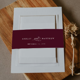 Cintas Para Invitaciones Boda de caligrafía romántica de Borgoña