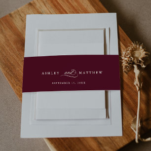 Cintas Para Invitaciones Boda de caligrafía romántica de Borgoña