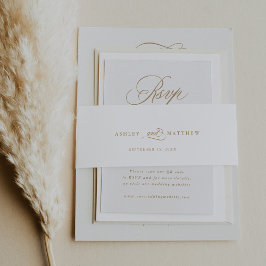 Cintas Para Invitaciones Boda de caligrafía romántica de oro