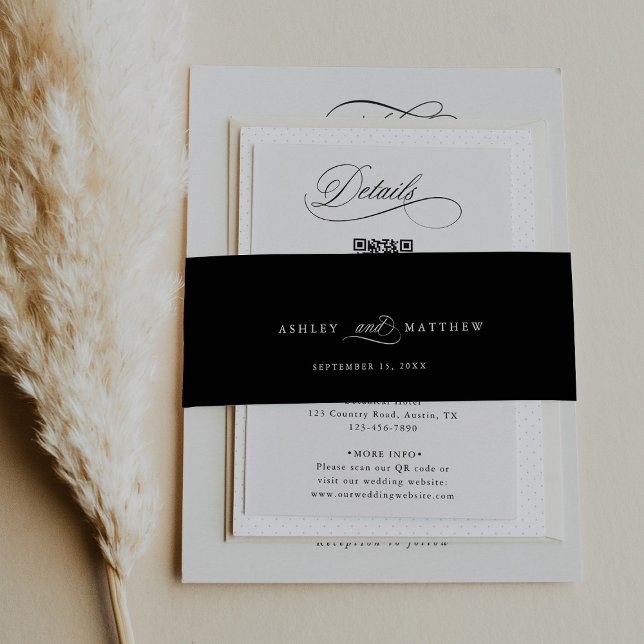 Cintas Para Invitaciones Boda de caligrafía romántica negra (Subido por el creador)