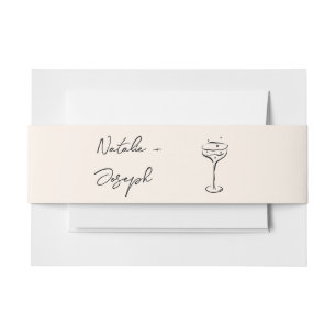 Cintas Para Invitaciones Boda de Champagne Retro Escrita a Mano