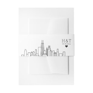Cintas Para Invitaciones Boda de Chicago   Monograma estilizado de líneas a