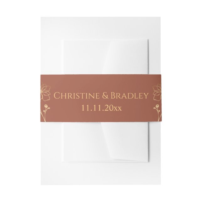 Cintas Para Invitaciones Boda de cobre y oro (Anverso Ejemplo)