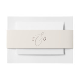 Cintas Para Invitaciones Boda de Cocoa con Monograma de Marfil Elegante