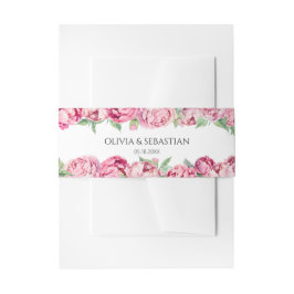 Cintas Para Invitaciones Boda de color de agua de los pueblos rosados de Ru