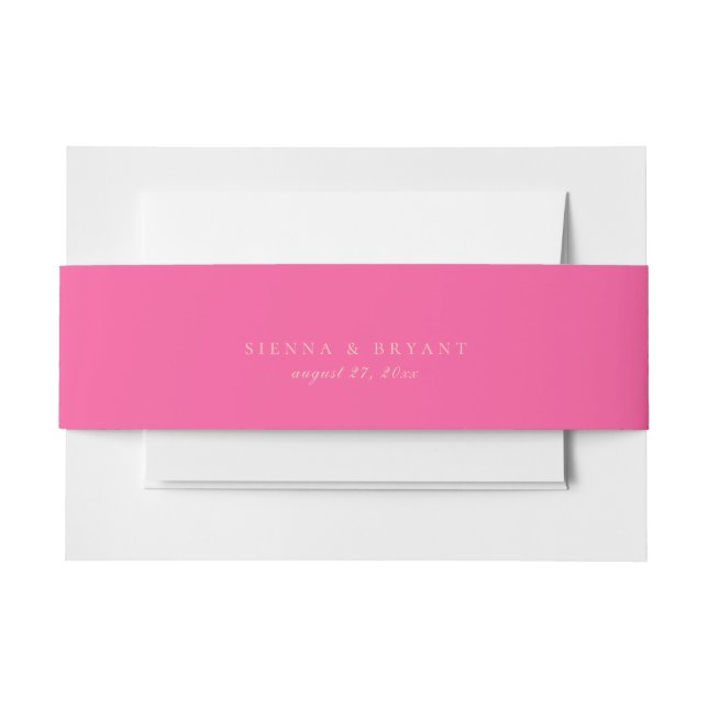Cintas Para Invitaciones Boda de color rosa brillante sólido (Anverso Ejemplo)