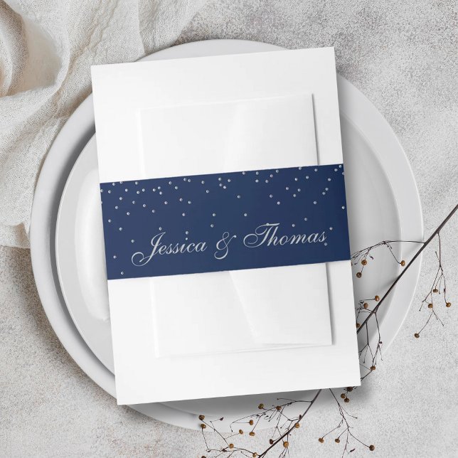 Cintas Para Invitaciones Boda de Confetti Azul y Glam Plata de Marina (Subido por el creador)