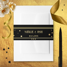 Cintas Para Invitaciones Boda de Confetti Negro de Oro