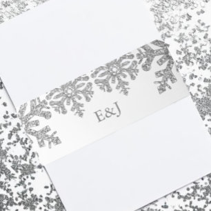 Cintas Para Invitaciones Boda de copo de nieve de invierno plateado