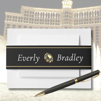 Cintas Para Invitaciones Boda de corazón de oro negro del Casino de Las Veg