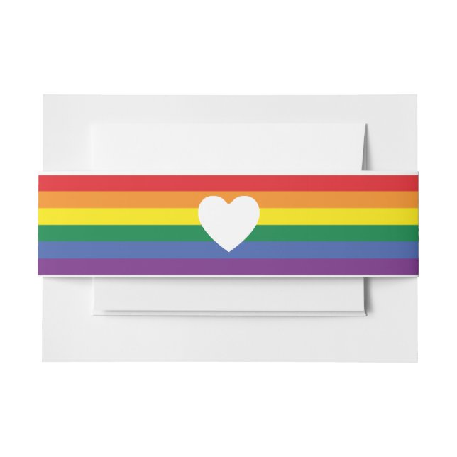 Cintas Para Invitaciones Boda de corazón y gay arcoiris (Anverso Ejemplo)