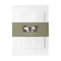 Boda de cráneo y rosa verde oliva gótico
