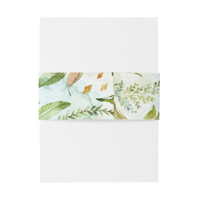 Cintas Para Invitaciones Boda de cristales geométricos de acuarela y vegeta (Reverso ejemplo)