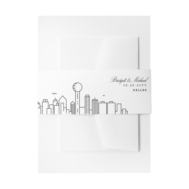 Cintas Para Invitaciones Boda de Dallas Skyline | (Anverso Ejemplo)