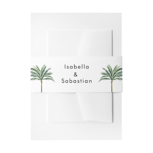 Cintas Para Invitaciones Boda de destino de árbol de palmas (Anverso Ejemplo)